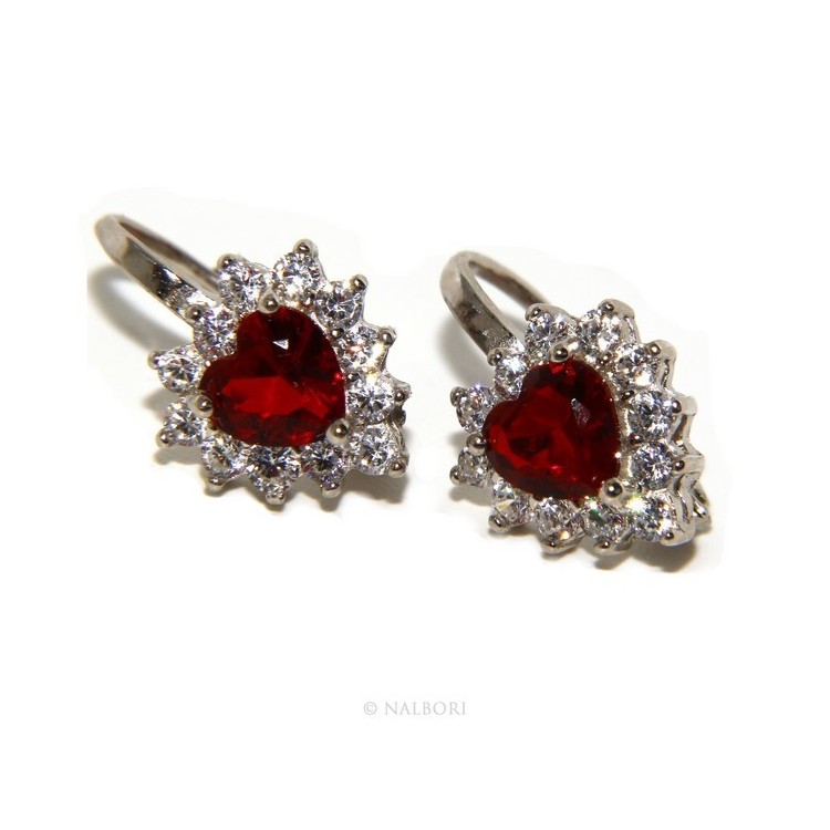 NLB|Argento 925 : orecchini donna punto luce zircone blu sapphire bianco cuore monachella sicurezza