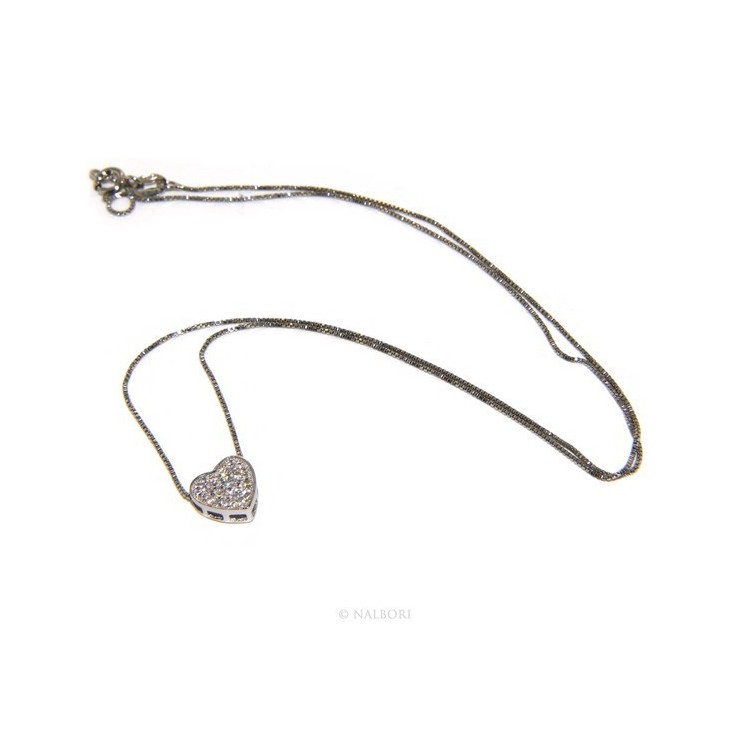 NLB|925: Necklace Collier woman's heart pave cubic zirconia microsetting