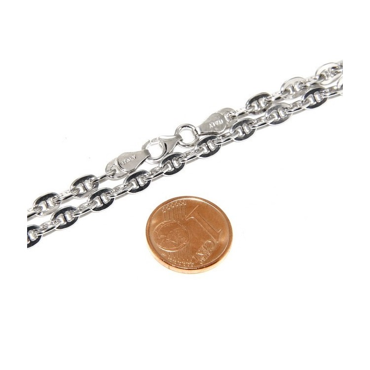 NLB|ARGENTO 925 : Collana stile vintage traversino 6 x 8 massiccio uomo donna lunga 70 o 85 cm