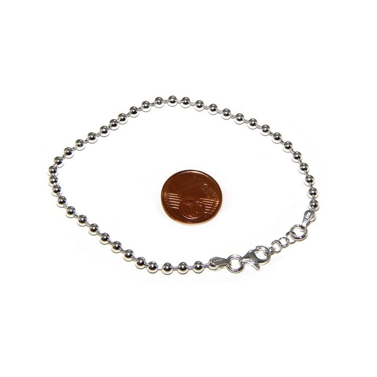 NLB|ARGENTO 925 :Bracciale uomo donna con palline da 3 mm galvanica chiara