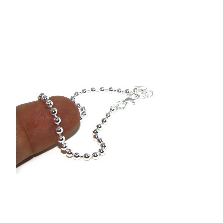 NLB|ARGENTO 925 :Bracciale uomo donna con palline da 3 mm galvanica chiara