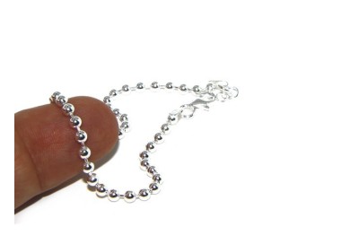 NLB|ARGENTO 925 :Bracciale uomo donna con palline da 3 mm galvanica chiara
