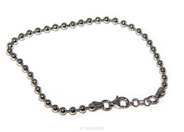 NLB|SILVER 925: Bracelet man woman with balls 3 mm rhodium galvanic