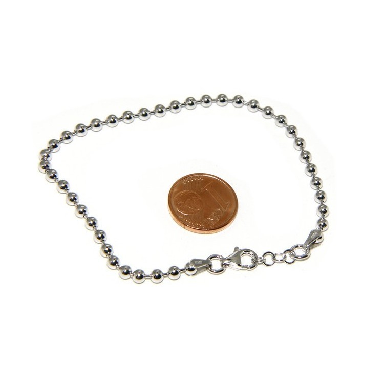 NLB|SILVER 925: Bracelet man woman with balls 3 mm rhodium galvanic