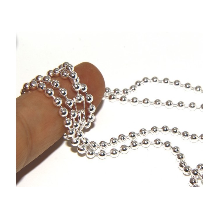 NLB|ARGENTO 925 : Girocollo collana pallini palline balls 3,0 mm varie lunghezze modello chiaro sbiancato