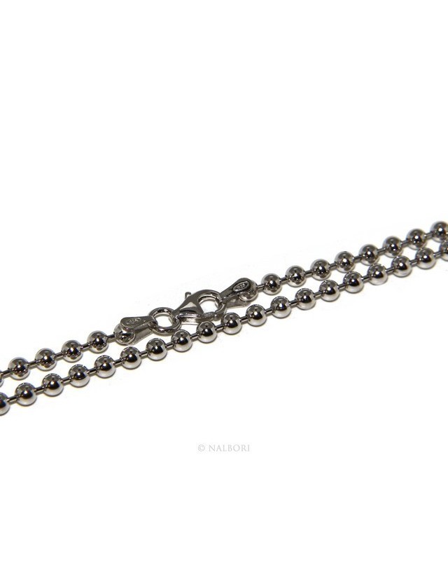 SILVER 925: Choker necklace dots balls balls 3.0 mm various lengths rhodium finish SILVER 925: Choker necklace dots balls balls 3.0 mm various lengths rhodium finish