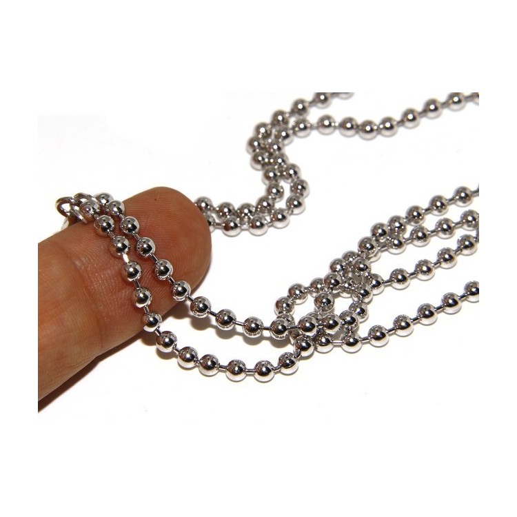 NLB|palline argento 925 girocollo rodio collana militare pallini balls 3,0 mm uomo donna modello tiffany