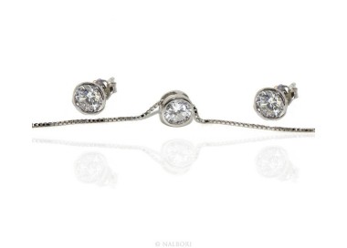 NLB|silver 925 : set earrings and chain 5 mm