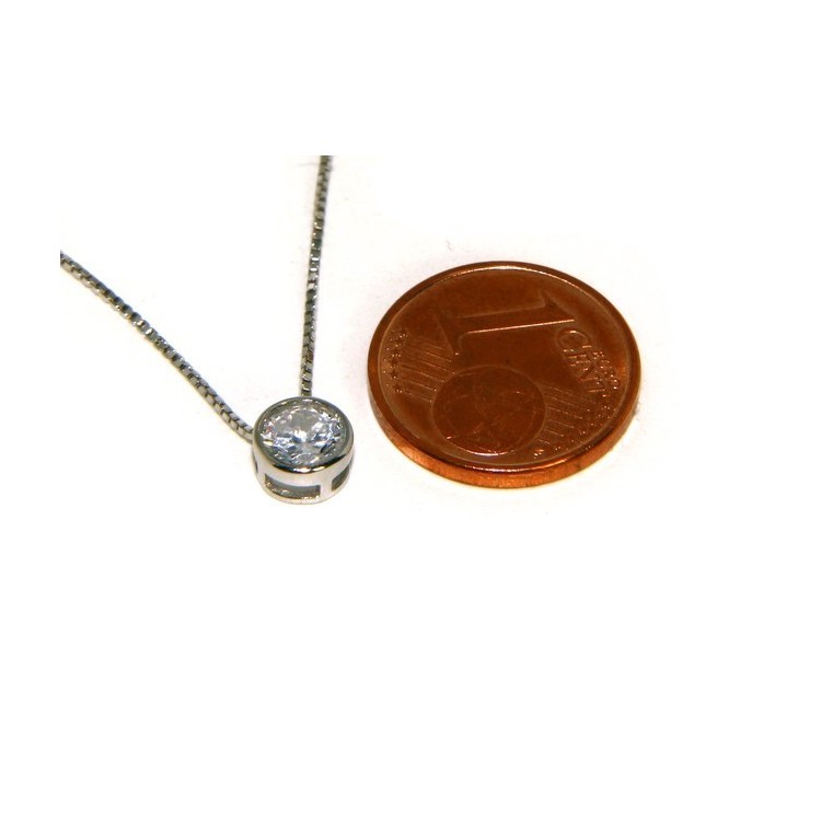 NLB|Argento 925 : Parure cipollino 5 mm punto luce con zircone. Catena veneziana ciondolo passante e Orecchini abbinati