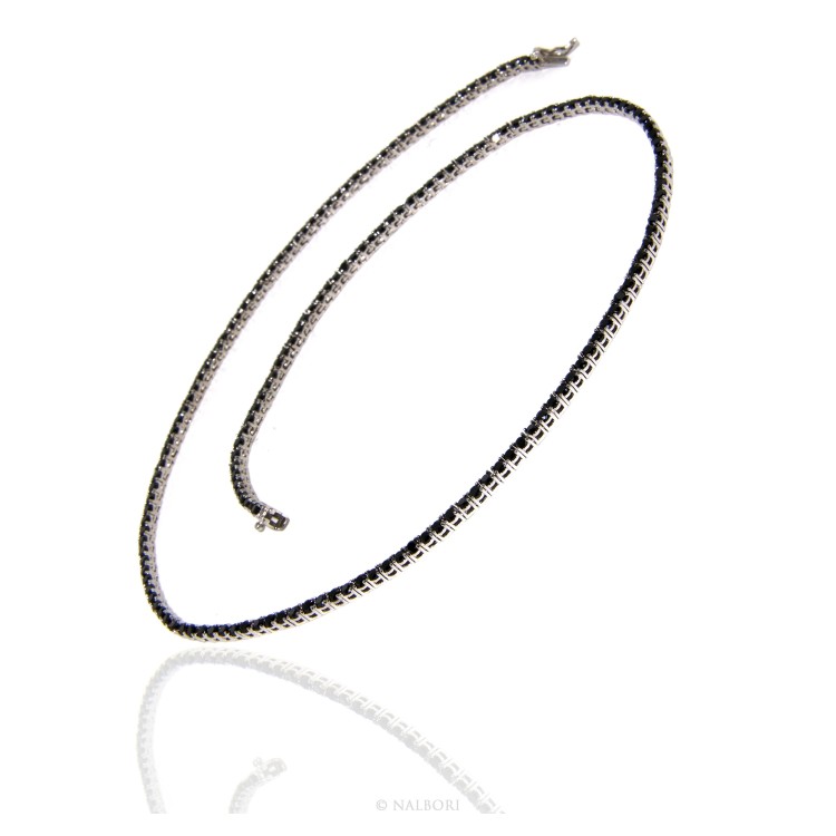 NLB|Argento 925 : Collana Collier donna modello Tennis con zirconi neri griffe 2,5 mm taglio brillante