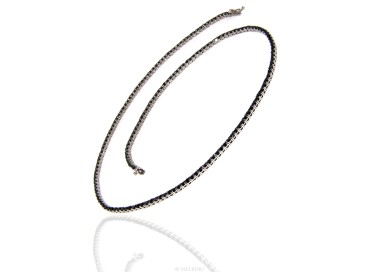 NLB|Argento 925 : Collana Collier donna modello Tennis con zirconi neri griffe 2,5 mm taglio brillante
