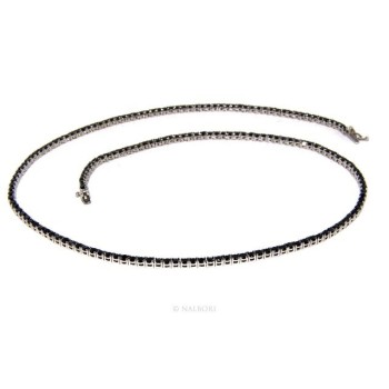 NLB|Argento 925 : Collana Collier donna modello Tennis con zirconi neri griffe 2,5 mm taglio brillante