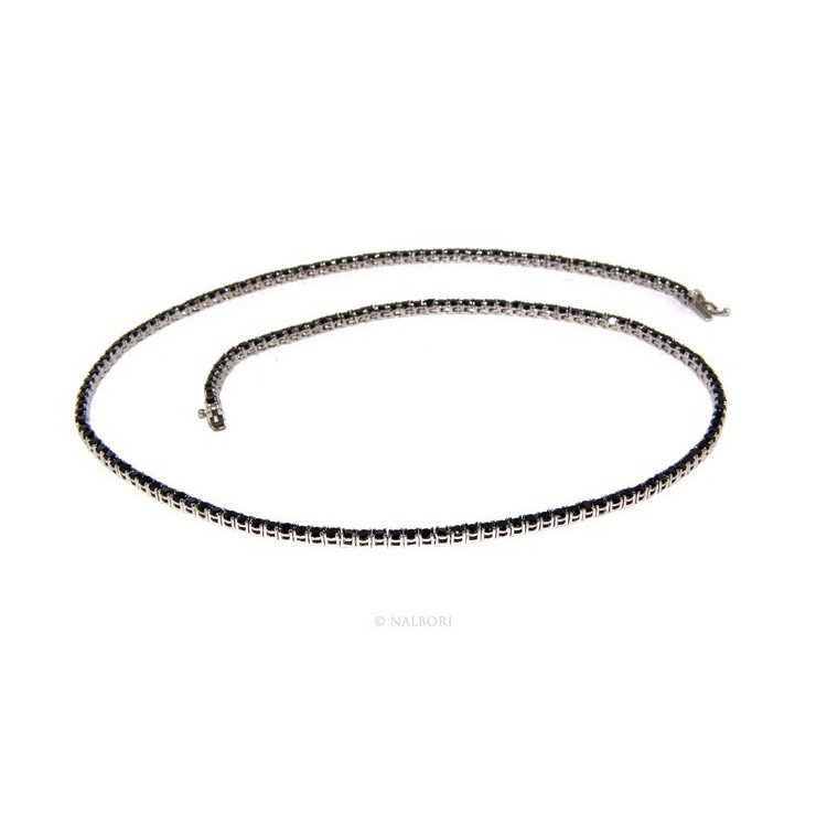 NLB|silver 925: Necklace Collier Tennis woman model with cubic zirconia blacks jaws 2.5mm brilliant cut