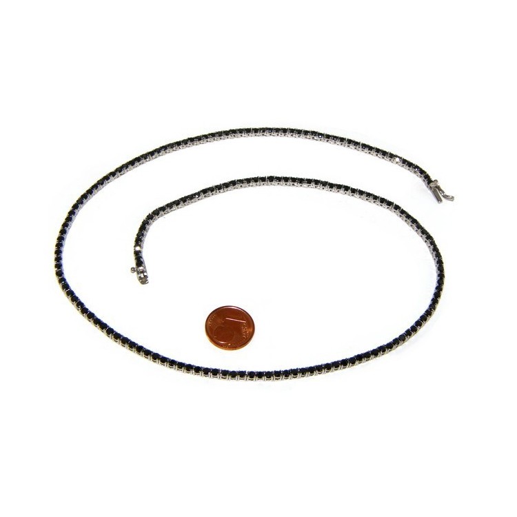 NLB|silver 925: Necklace Collier Tennis woman model with cubic zirconia blacks jaws 2.5mm brilliant cut