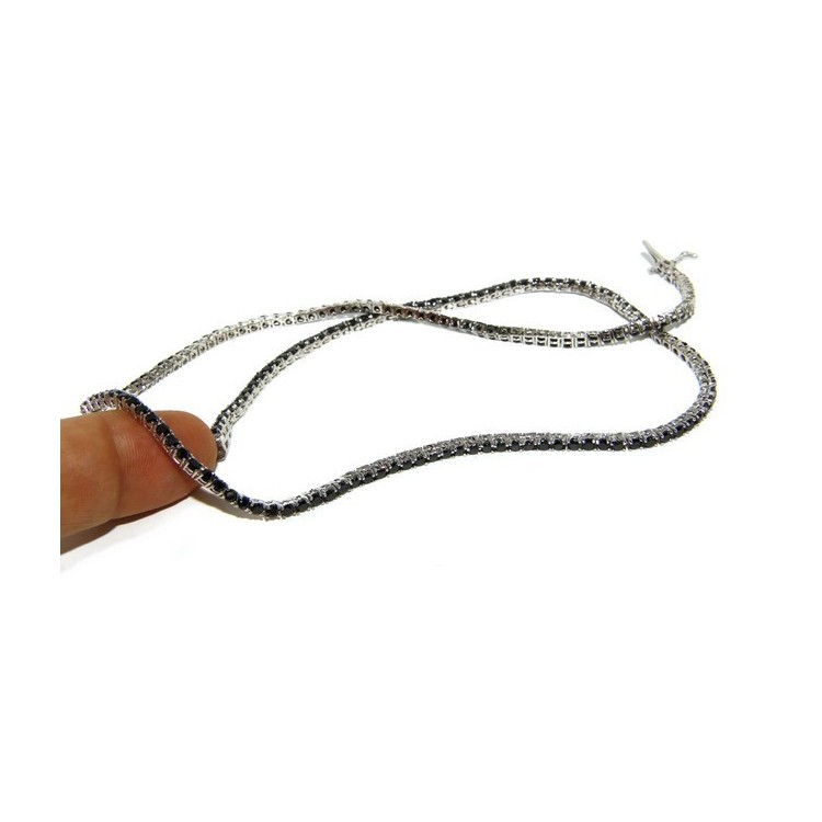 NLB|Argento 925 : Collana Collier donna modello Tennis con zirconi neri griffe 2,5 mm taglio brillante