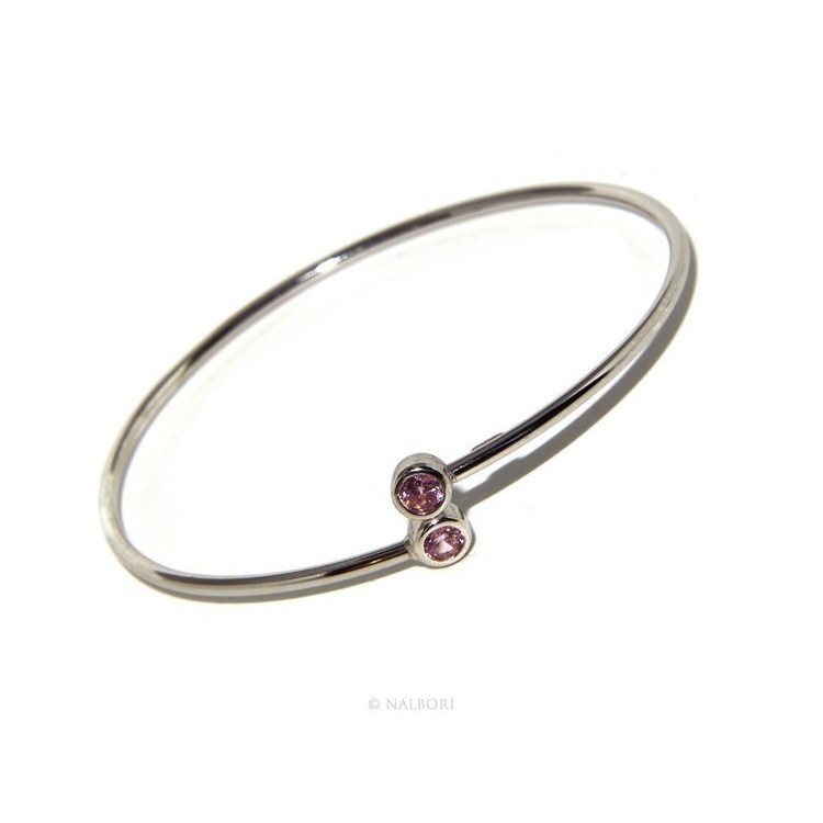 NLB|ARGENTO 925 : Bracciale donna schiava orecchini anello zirconi naturali rosa rosaline brillante