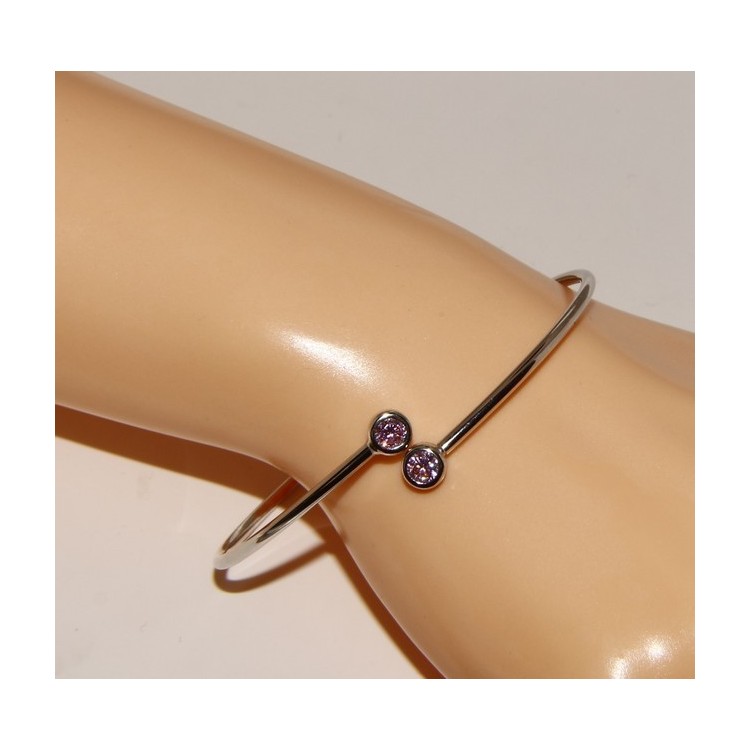 NLB|ARGENTO 925 : Bracciale donna schiava orecchini anello zirconi naturali rosa rosaline brillante