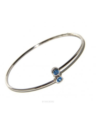 ARGENTO 925 : Bracciale donna schiava orecchini anello zirconi naturali Blu oltremare chiaro - capri blue brillante