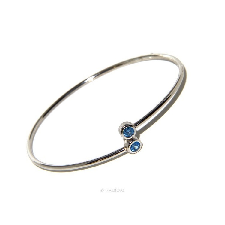NLB|SILVER 925: Bracelet slave woman earrings natural zircons Ring   Blue light ultramarine - capri brilliant