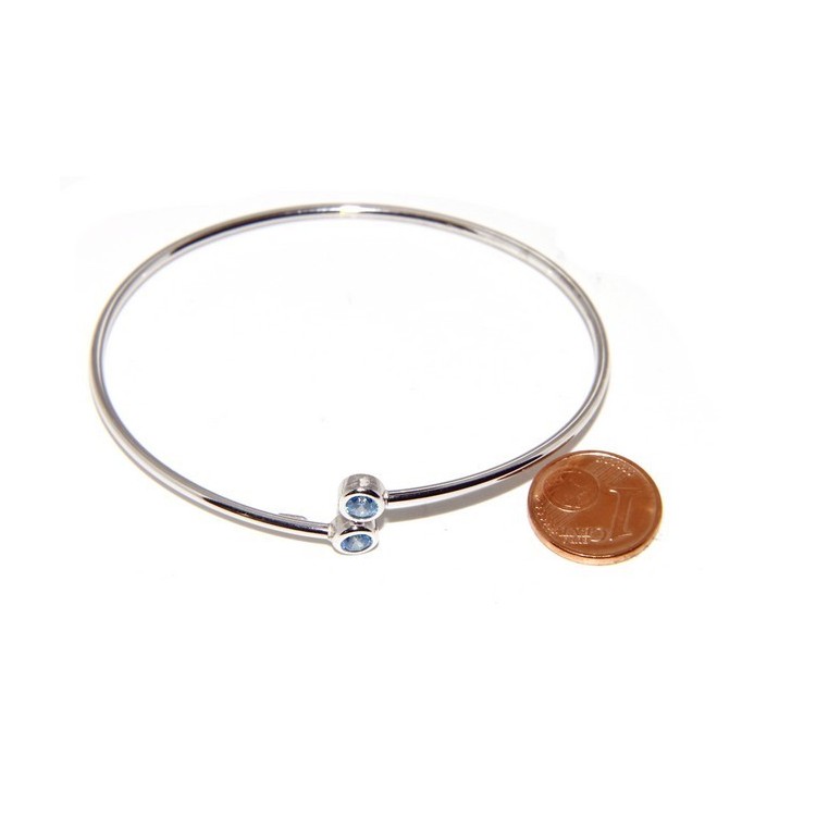NLB|ARGENTO 925 : Bracciale donna schiava orecchini anello zirconi naturali Blu oltremare chiaro - capri blue brillante