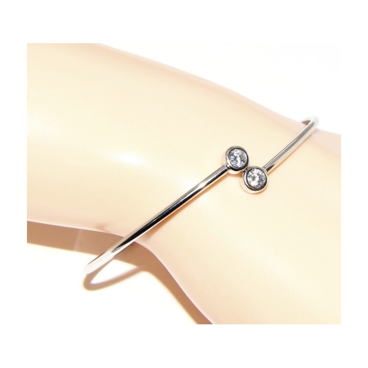 NLB|ARGENTO 925 : Bracciale donna schiava orecchini anello zirconi naturali bianco crystal  brillante