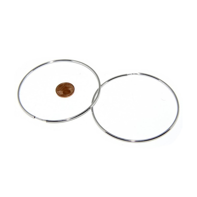 NLB|Argento 925 : orecchini donna anelle cerchi boccole lisce classiche 74 mm