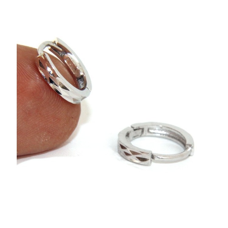 NLB|925: massive earrings snap male or female small diamond 12.5 mm (a pair))