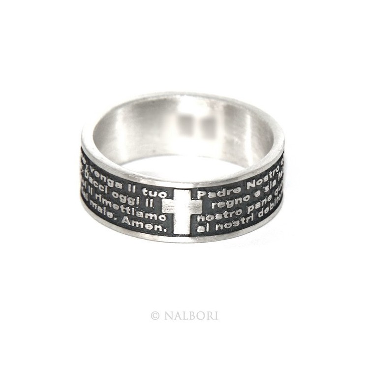 NLB|Anello Argento 925 da uomo donna fascia preghiera padre nostro italiano