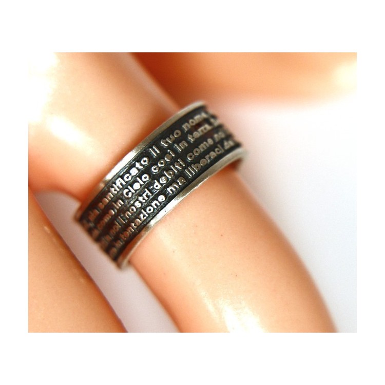 NLB|Anello Argento 925 da uomo donna fascia preghiera padre nostro italiano
