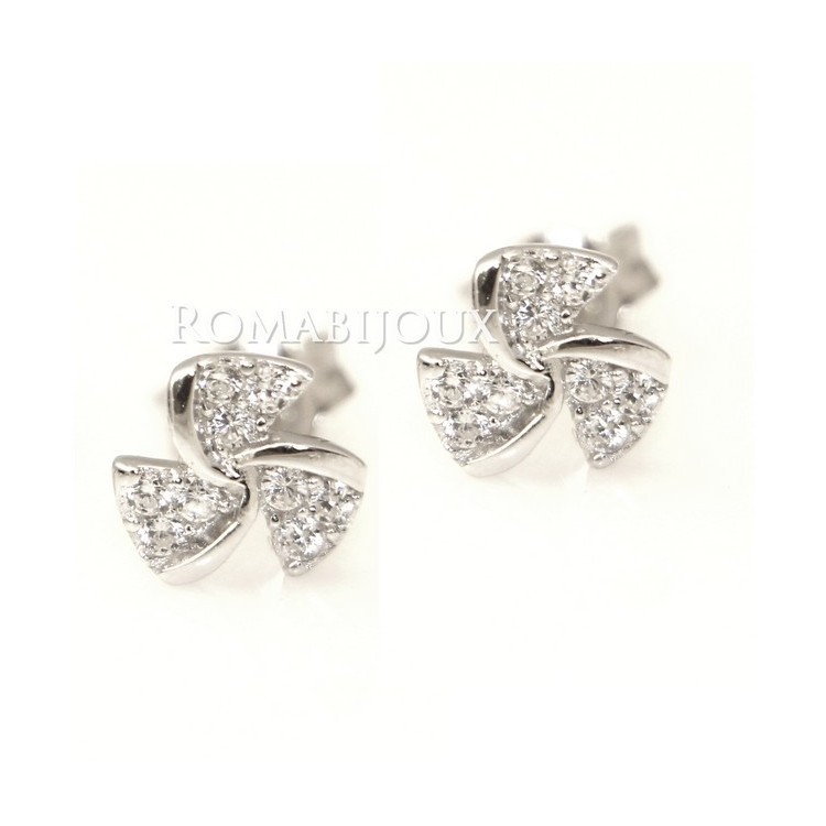 NLB|Argento 925 : orecchini donna stud girandola pave' di zirconi bianchi