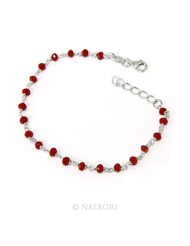 Bracciale uomo donna Argento 925 Con cristallo rosso 3/ 3,5 mm lavorazione rosario marsigliese fatto a mano Bracciale uomo donna Argento 925 Con cristallo rosso 3/ 3,5 mm lavorazione rosario marsigliese fatto a mano