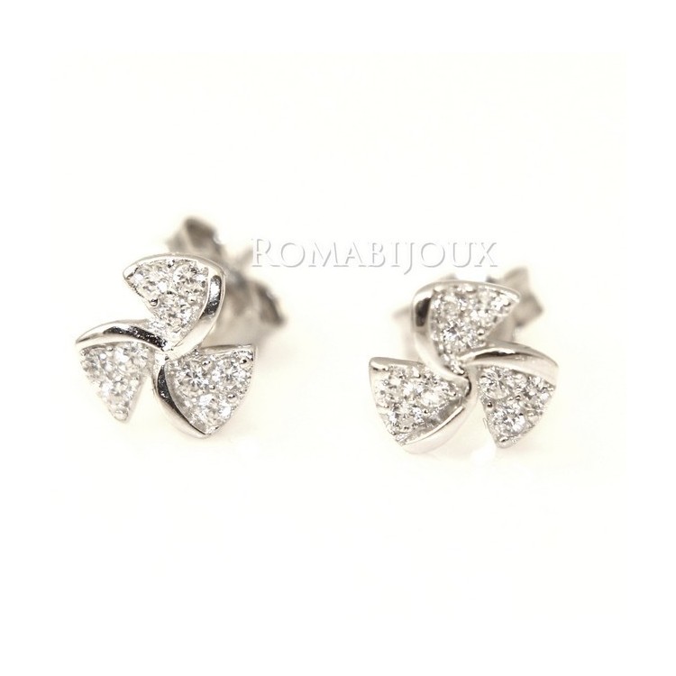 NLB|Argento 925 : orecchini donna stud girandola pave' di zirconi bianchi