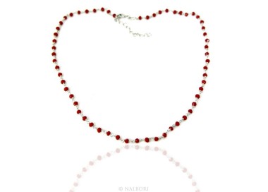 NLB|Necklace man woman 925 With red crystal 3.5 mm machining Marseille rosary handmade 45 + 5