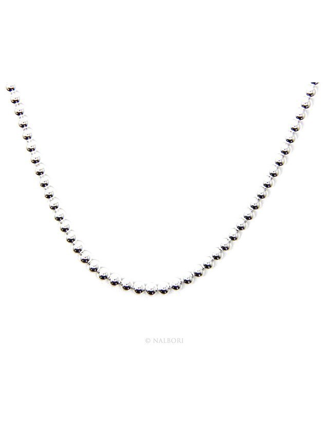 ARGENTO 925 : Girocollo collana pallini palline balls 3,0 mm infilate chiaro sbiancato ARGENTO 925 : Girocollo collana pallini palline balls 3,0 mm infilate chiaro sbiancato