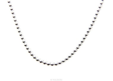 NLB|ARGENTO 925 : Girocollo collana pallini palline balls 3,0 mm infilate chiaro sbiancato