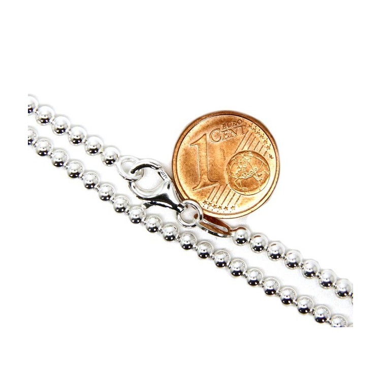 NLB|ARGENTO 925 : Girocollo collana pallini palline balls 3,0 mm infilate chiaro sbiancato
