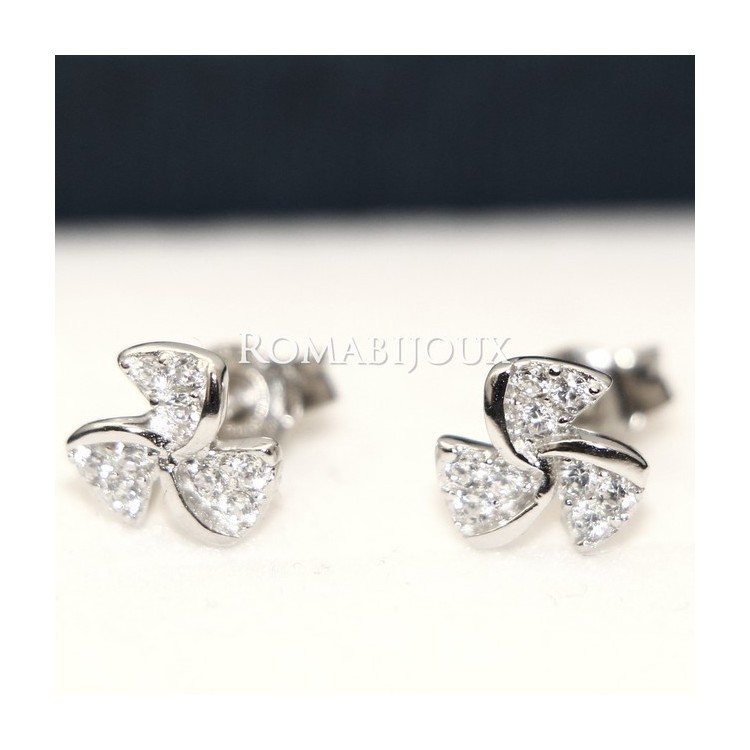 NLB|Argento 925 : orecchini donna stud girandola pave' di zirconi bianchi