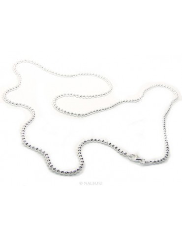 ARGENTO 925 : Girocollo collana pallini palline balls 3,0 mm infilate chiaro sbiancato