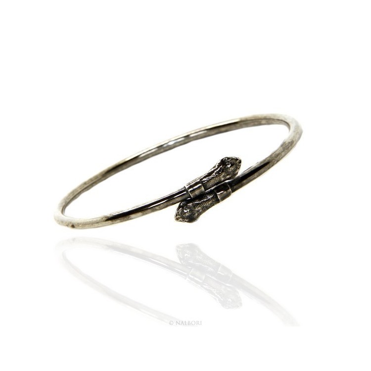 NLB|SILVER 925: Bracelet man or woman slave opened SNAKE burnished - Symbols of Nalbori