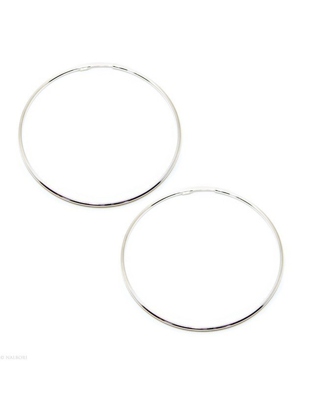 925: Women's earrings anelle circles classic smooth bushings 71 mm light silver