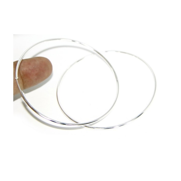 NLB|925: Women's earrings anelle circles classic smooth bushings 71 mm light silver