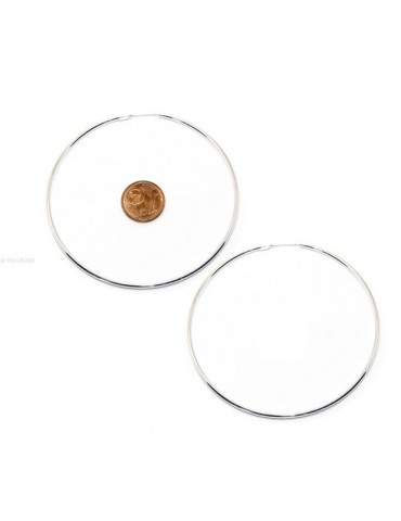 Argento 925 : orecchini donna anelle cerchi boccole lisce classiche 71 mm argento chiaro