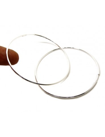 Argento 925 : orecchini donna anelle cerchi boccole lisce classiche 71 mm argento chiaro