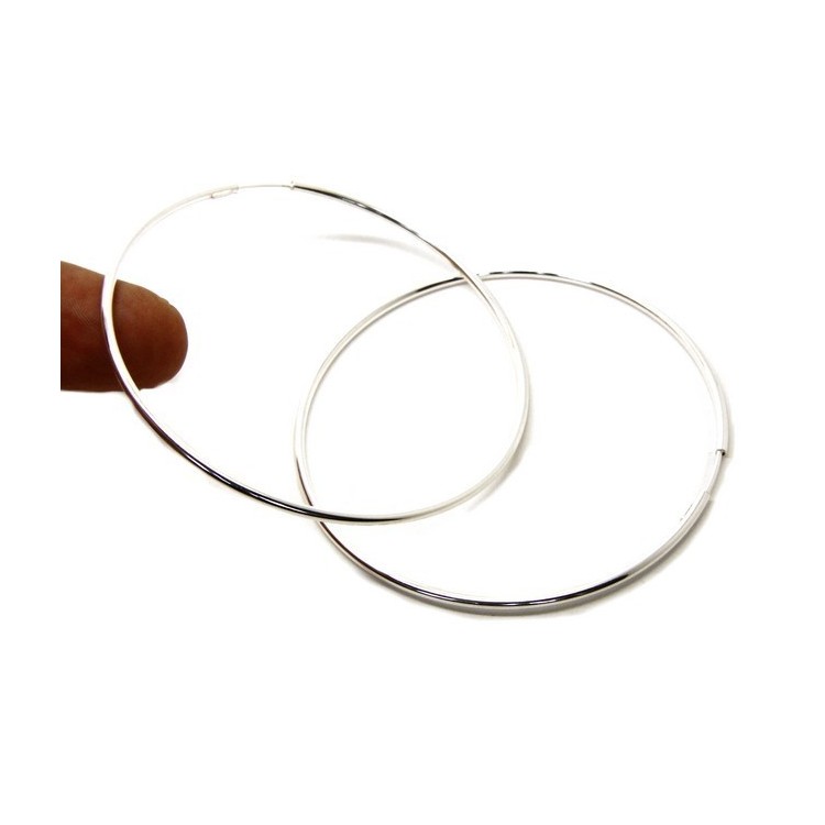 NLB|925: Women's earrings anelle circles classic smooth bushings 71 mm light silver