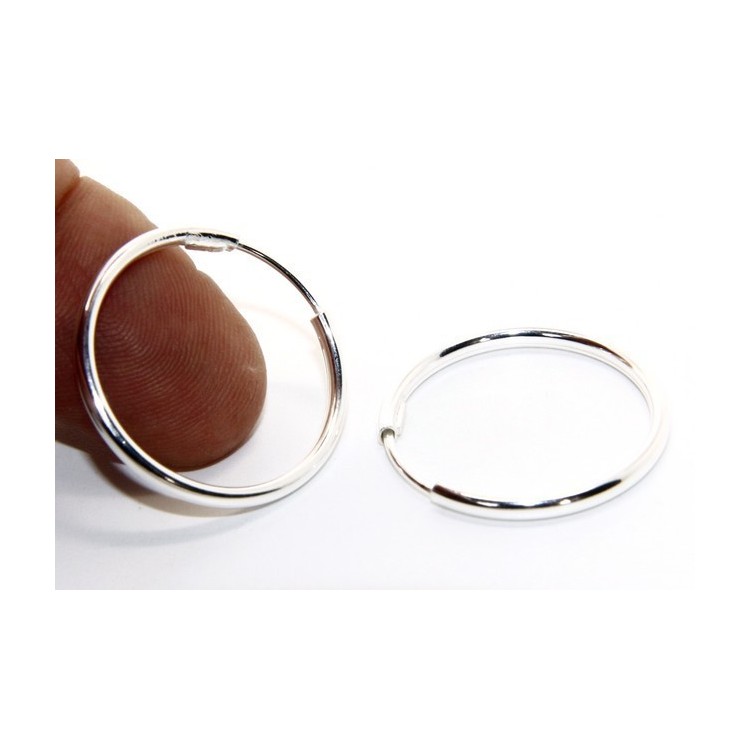 NLB|925: earrings woman anelle circles classic smooth bushings 30 mm light silver