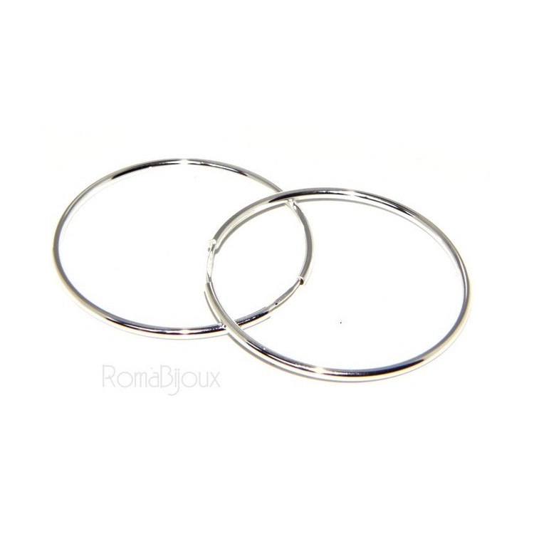 NLB|Argento 925 : orecchini donna anelle cerchi boccole lisce chiare classiche 46 mm
