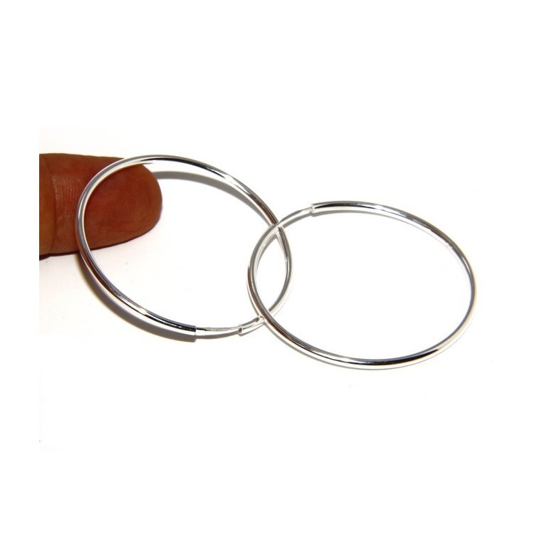 NLB|light silver 925: Women's earrings anelle circles classic smooth bushings 46 mm