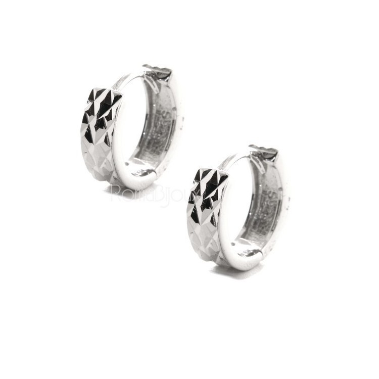 NLB|Silver 925: earrings massive cliquet woman and diamond faceted small 13 mm (one pair)