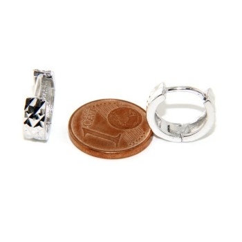NLB|Silver 925: earrings massive cliquet woman and diamond faceted small 13 mm (one pair)