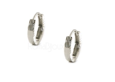 NLB|Argento 925 : orecchini massicci a scattino uomo e donna rigati geometrici 12mm (1 paio)